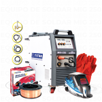PACK MAQUINA MIG 250A + ALAMBRE MIG + EQUIPO DE PROTECCIÓN